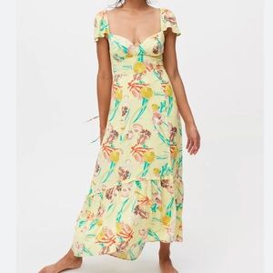 Urban Outfitters Yellow Seashell Strappy Back Midi Dress